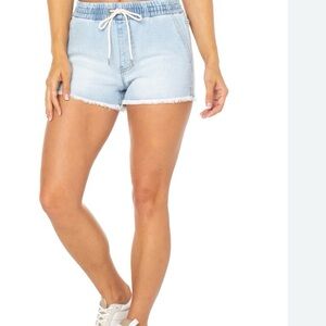 Celebrity Pink Blue Jean Shorts Elastic Waist